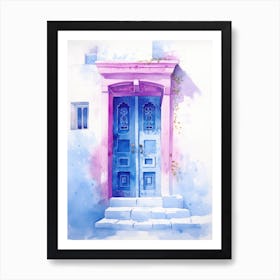 Watercolor Blue Door Art Print