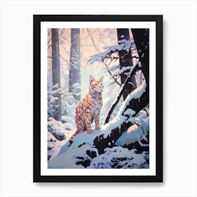 Winter Bobcat 1 Illustration Art Print