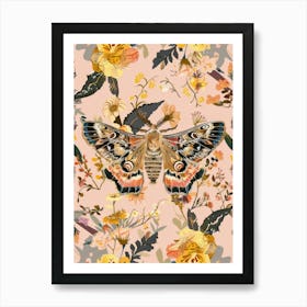 Pink Butterflies William Morris Style 3 Art Print