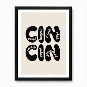 Cin Cin Cream Black Art Print