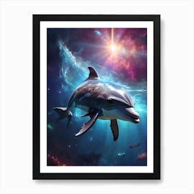 Space Dolphin Art Print