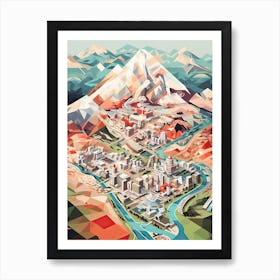 Beijing, China, Geometric Illustration 1 Art Print