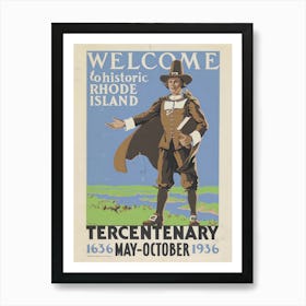 Rhode Island - vintage poster from 1936 Art Print