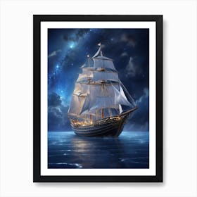 Ship In The Night Sky 1 Art Print