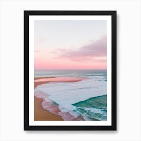 Mawgan Porth Beach, Cornwall Pink Photography 2 Art Print