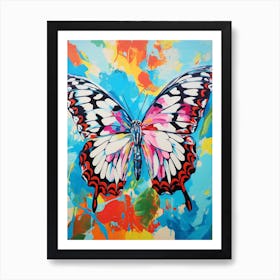 Pop Art Marbled White Butterfly 2 Art Print