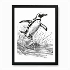 King Penguin Jumping Out Of Water 2 Art Print