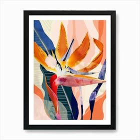 Colourful Flower Illustration Bird Of Paradise 1 Art Print