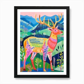 Maximalist Animal Painting Elk 1 Art Print
