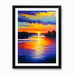 Sunrise Over Lake Waterscape Impressionism 1 Art Print