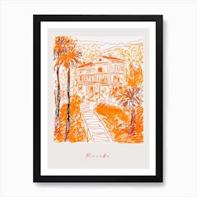 Ravello Italy Orange Drawing Poster Art Print