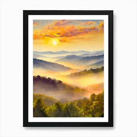 A Serene Sunrise Over A Misty Appalachian Valley Art Print