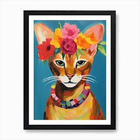 Abyssinian Cat With A Flower Crown Painting Matisse Style 1 Art Print