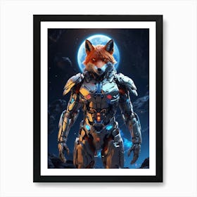 Fox In Cyborg Body #3 Art Print