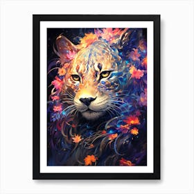 Lion With Flowers Art Print