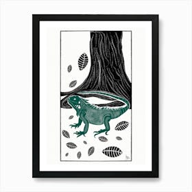 Iguana and Tree Art Print