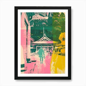 Koyasan Japan Retro Duotone Silkscreen 2 Art Print