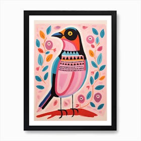 Pink Scandi Cowbird 4 Art Print