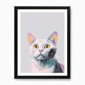 White Cat Portrait Art Print