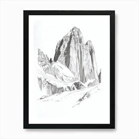 Cerro Torre Argentinachile Line Drawing 3 Art Print