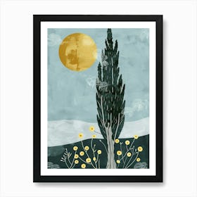 Cypress Tree Flat Illustration 2 Poster