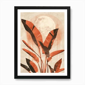 Banana Leaves In Front Of The Moon Art Print