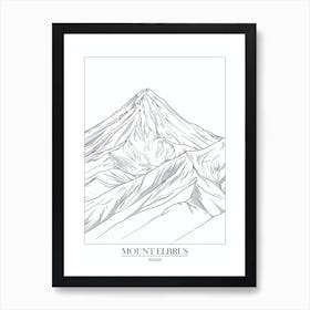 Mount Elbrus Russia Line Drawing 8 Poster Art Print