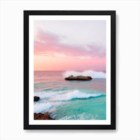 Cala Salada, Ibiza, Spain Pink Photography 2 Art Print