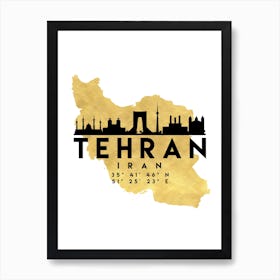Tehran Iran Silhouette City Skyline Map Art Print