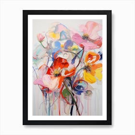 Abstract Flower Painting Poppy 4 Art Print