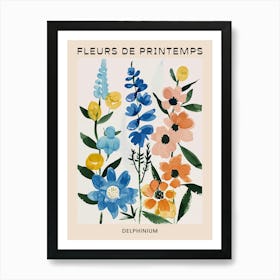 Spring Floral French Poster  Delphinium 3 Art Print