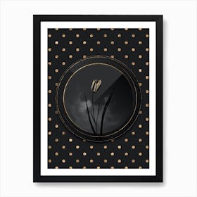 Shadowy Vintage Lady Tulip Botanical in Black and Gold n.0164 Art Print