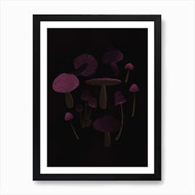 Dark Pink Mushrooms Art Print