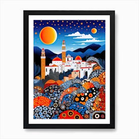 Taormina, Italy, Illustration In The Style Of Pop Art 1 Art Print