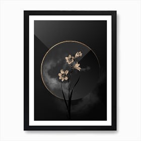 Shadowy Vintage Painted Lady Botanical in Black and Gold n.0171 Art Print