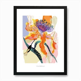 Colourful Flower Illustration Poster Calendula 1 Art Print