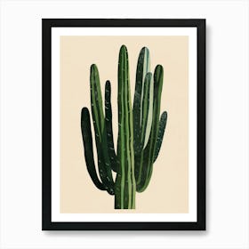 Ladyfinger Cactus Minimalist Abstract Illustration 3 Art Print