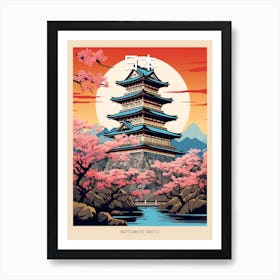 Matsumoto Castle, Japan Vintage Travel Art 2 Poster Art Print