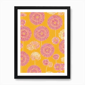 Scabiosa Floral Print Warm Tones 1 Flower Art Print