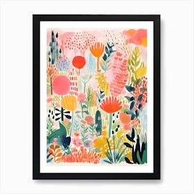 Giverny Gardens Abstract Riso Style 3 Art Print