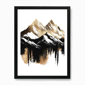 Mountains In Gold And Black Art Print