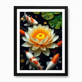 Koi Fish In Water Art Print