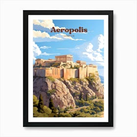 Acropolis Greece Athena Temple Modern Travel Art Art Print