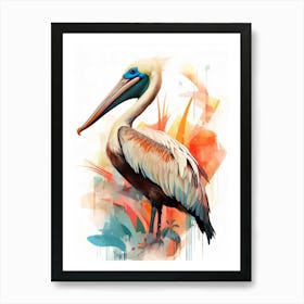 Bird Painting Collage Brown Pelican 2 Art Print