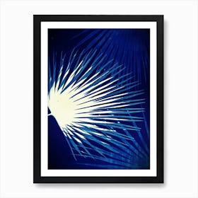 Electric blue cyanotype palm leaves Art Print