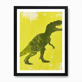 Khaki Green T Rex Silhouette 1 Art Print