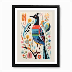 Colourful Scandi Bird Cuckoo 4 Art Print