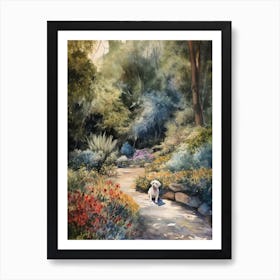 Painting Of A Dog In Descanso Gardens, Usa In The Style Of Watercolour 02 Art Print