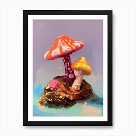 Mushrooms Oil Painting 3 Art Print