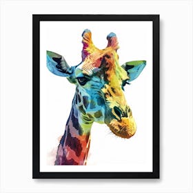 Colourful Watercolour Of A Giraffe Art Print